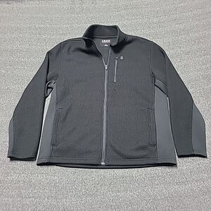 IZOD Mens Sweater Large‎ Full Zip Performance Black Softshell